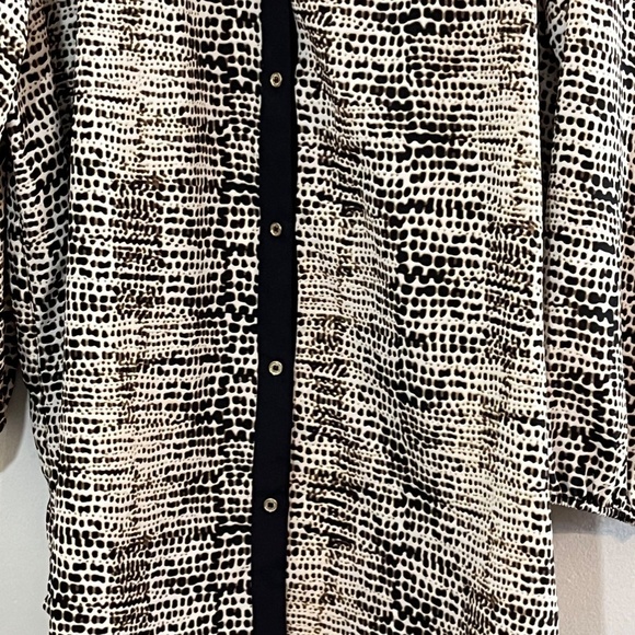 Calvin Klein Top Women 2X Black Animal Print Safari Preppy Classic Mature Resort - Picture 6 of 13